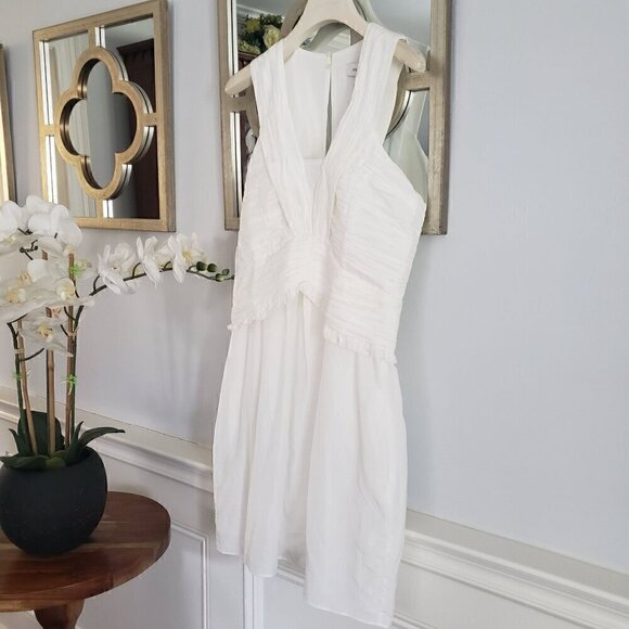 NWT REISS 6 White Gauzy Ruched Front Feminine Flirty Bridal After Party Dress - Picture 16 of 17